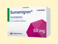 Opakowanie leku Sumamigren 50 mg, zawierające 2 tabletki powlekane.