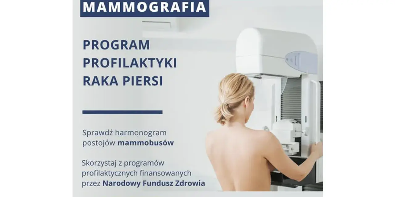 Kobieta poddaje się badaniu mammograficznemu w ramach programu profilaktyki raka piersi.